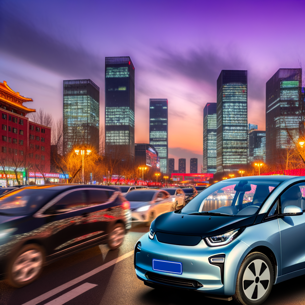 Electric cars dominate China's urban skyline.