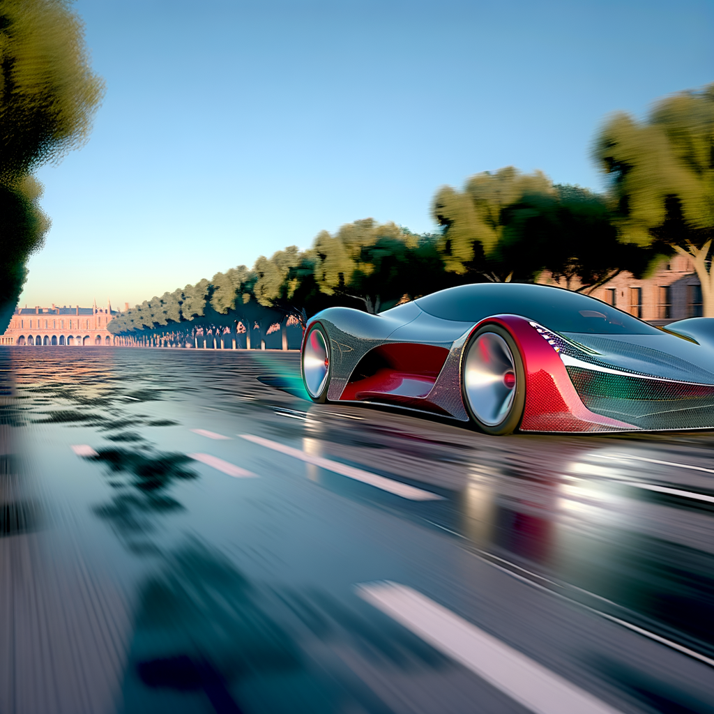 Ferrari supercar showcasing futuristic elegance in motion.