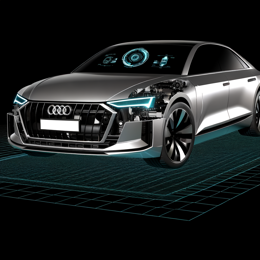 Futuristic Audi car showcasing AI technology.