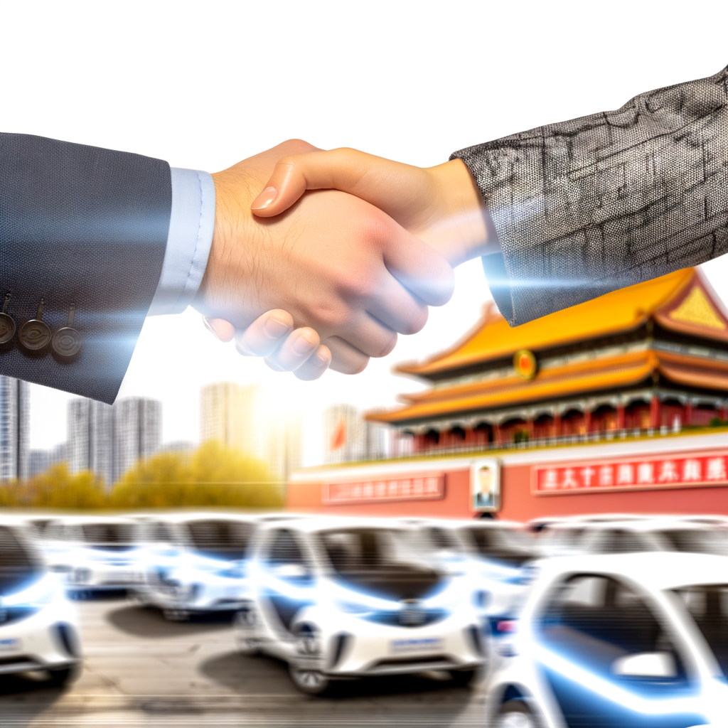 Joint venture handshake, EVs in China.