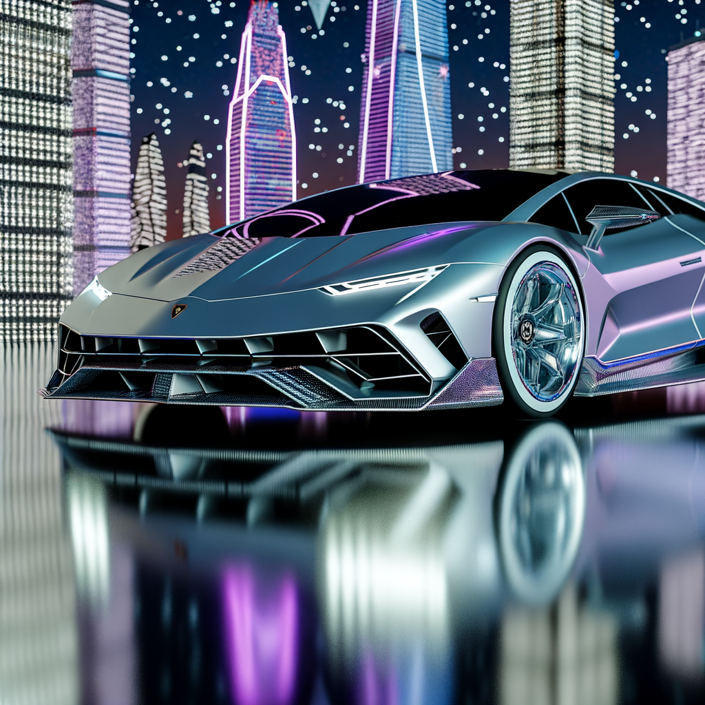 Lamborghini Sian, hybrid supercar, futuristic backdrop.