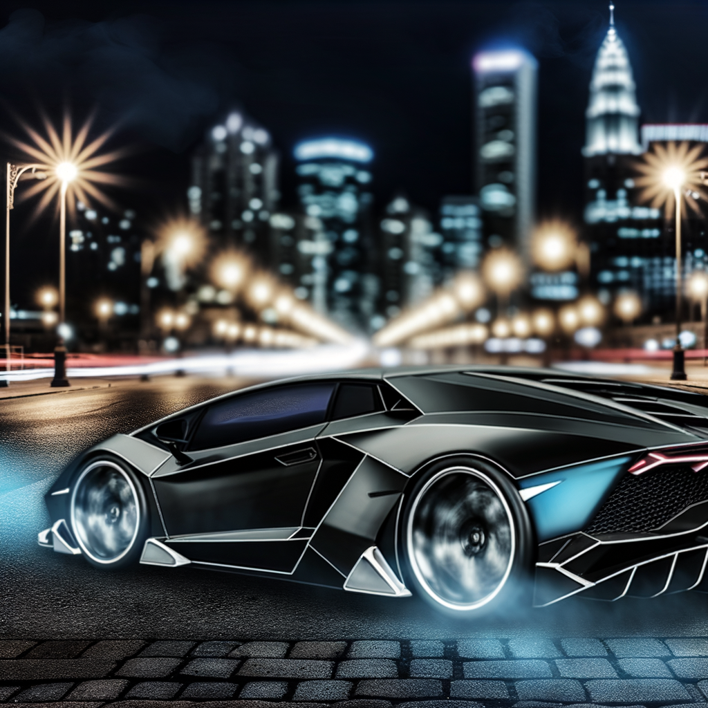 Sleek Lamborghini supercar on urban street.