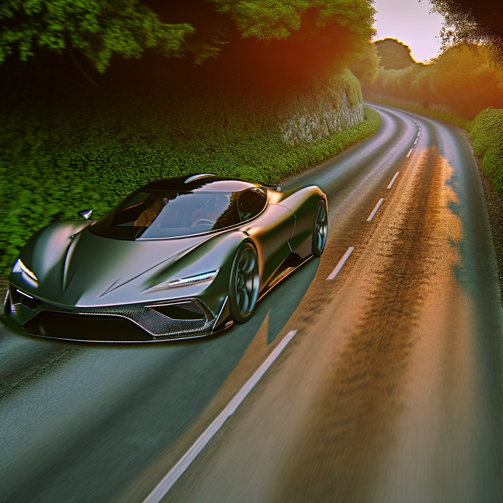 Sleek Lamborghini supercar on winding road.