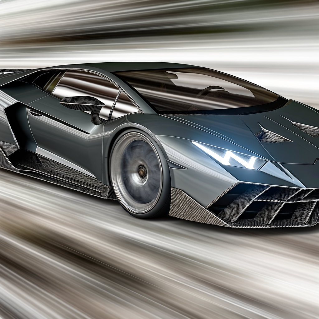 A sleek Lamborghini hybrid supercar in motion.