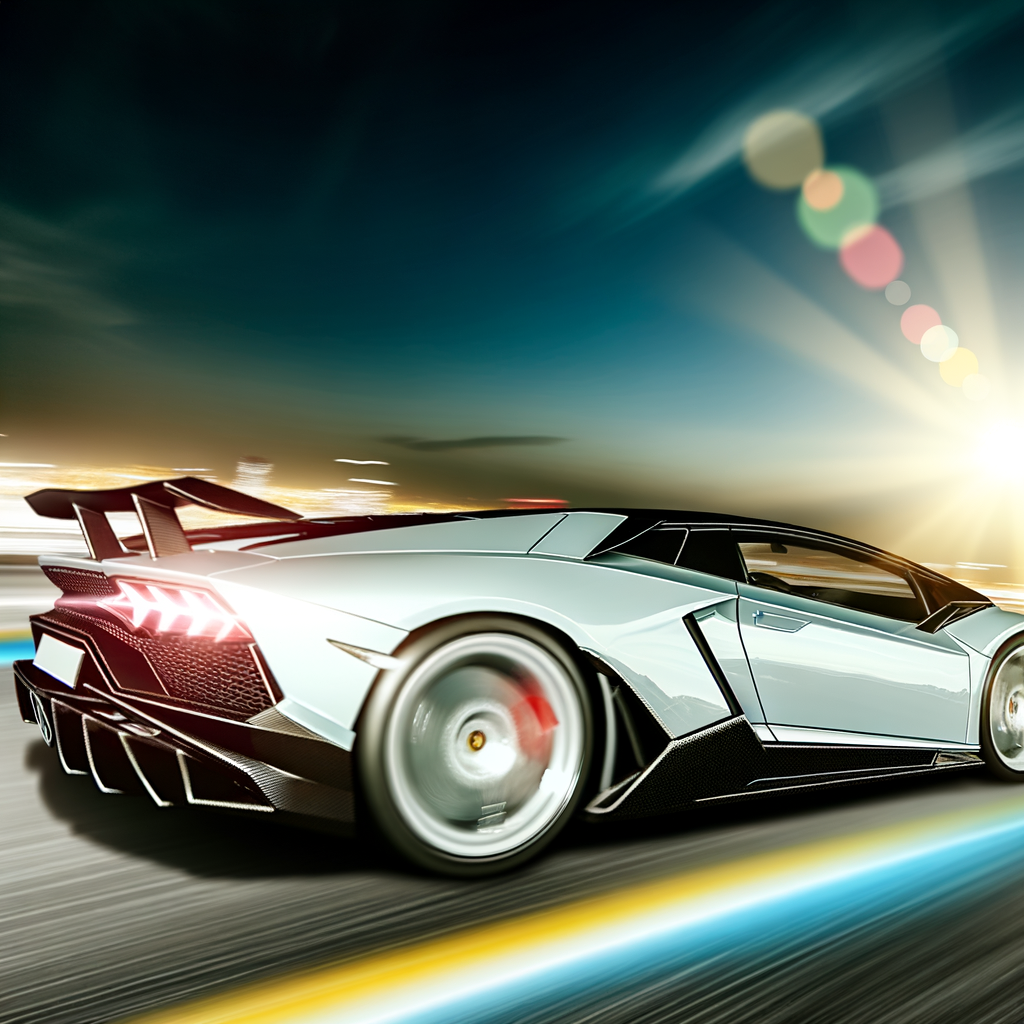 A sleek Lamborghini supercar in motion.