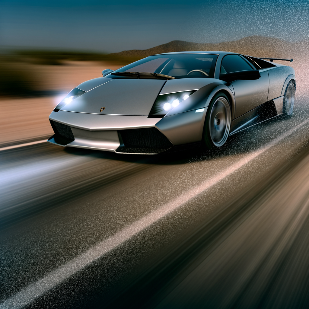 A sleek Lamborghini supercar in motion.