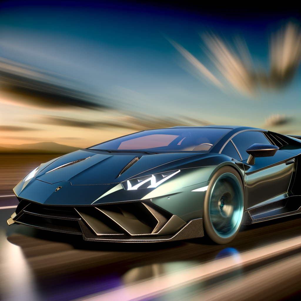 A sleek Lamborghini supercar in motion.