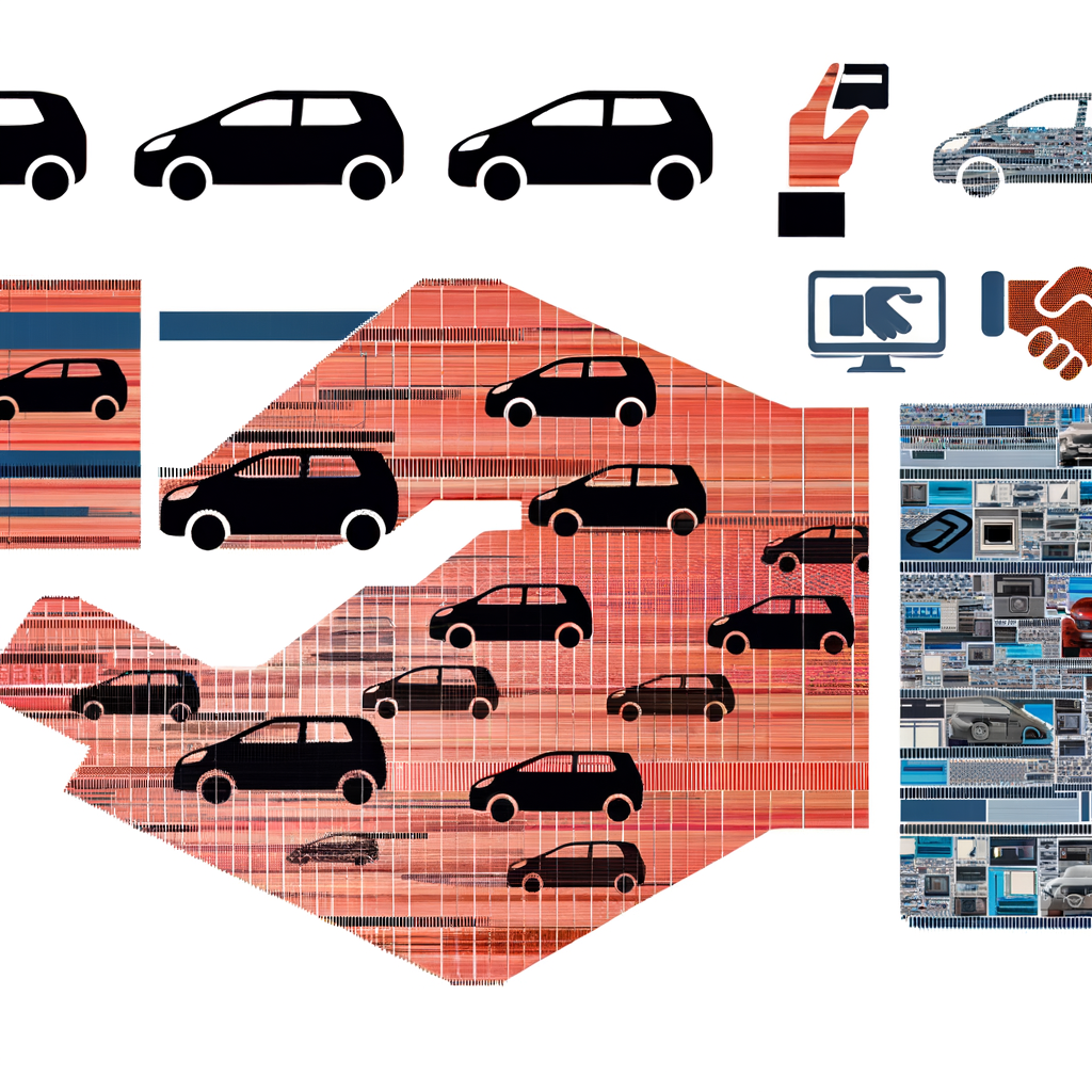 Dynamic collage of cars, sales, technology.