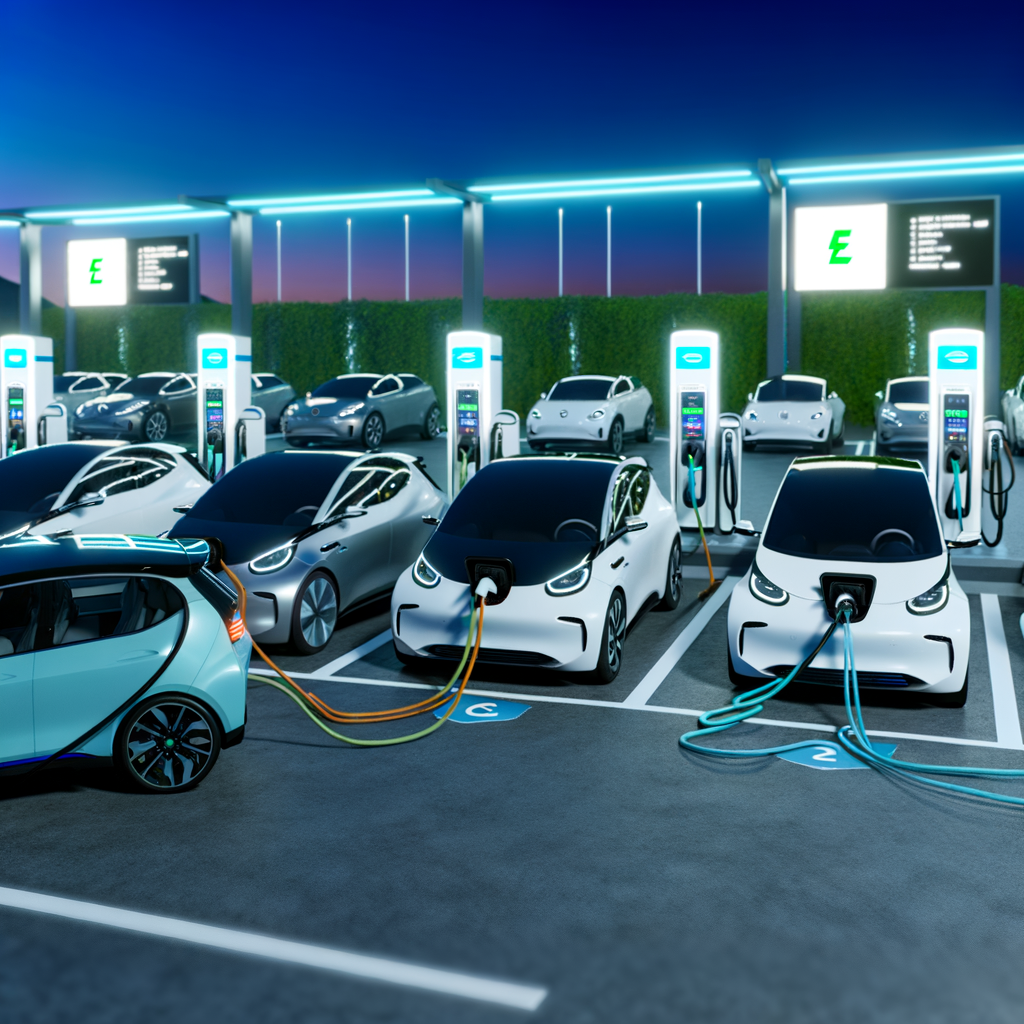 Electric cars charging, future mobility revolution.