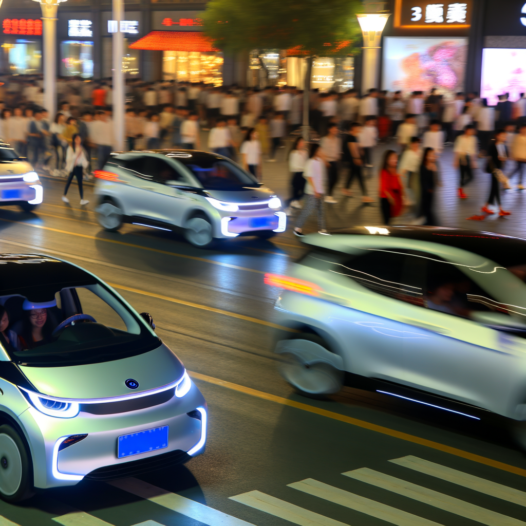 Electric cars illuminate China's bustling streets.