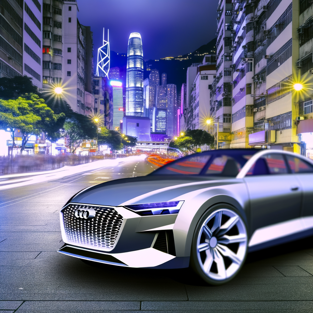 Futuristic Audi car on city street.