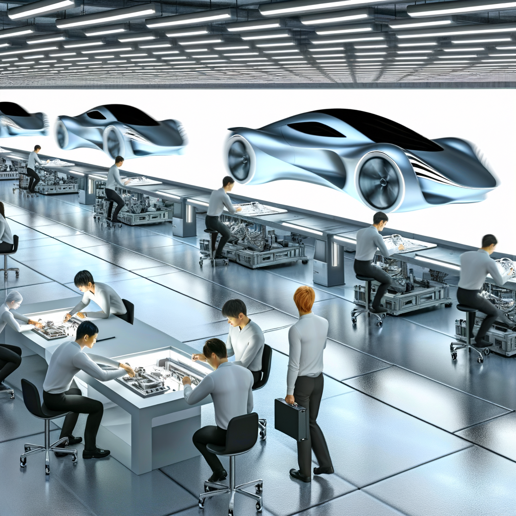 Futuristic lab with sleek Lamborghini prototypes.