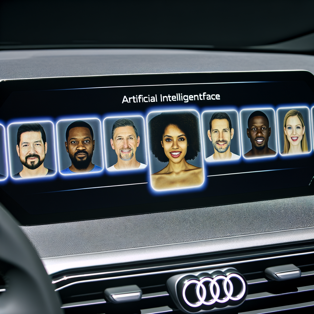 Audi car with futuristic AI interface display.