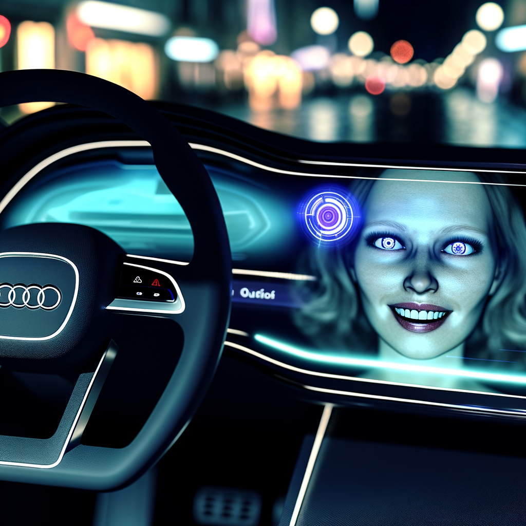 Audi car with futuristic AI interface display.