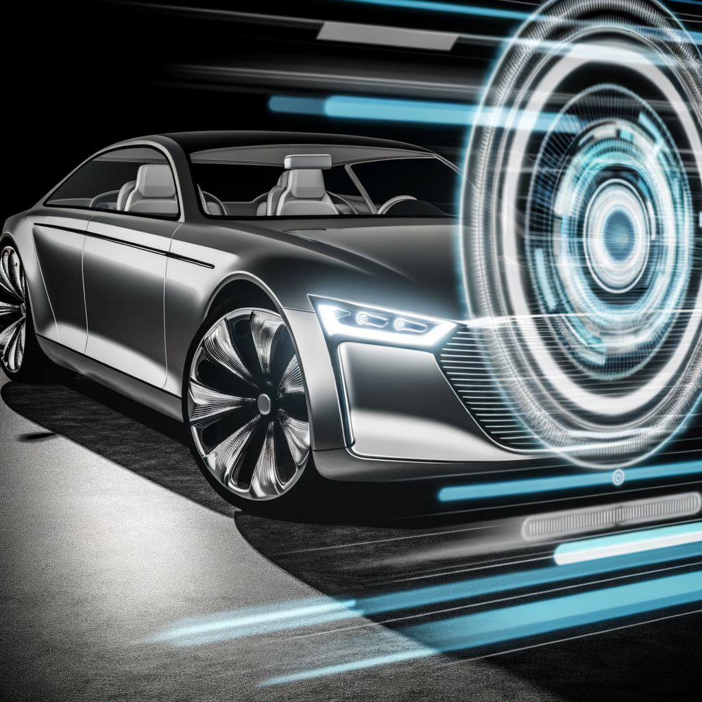 Futuristic Audi car with digital interface.