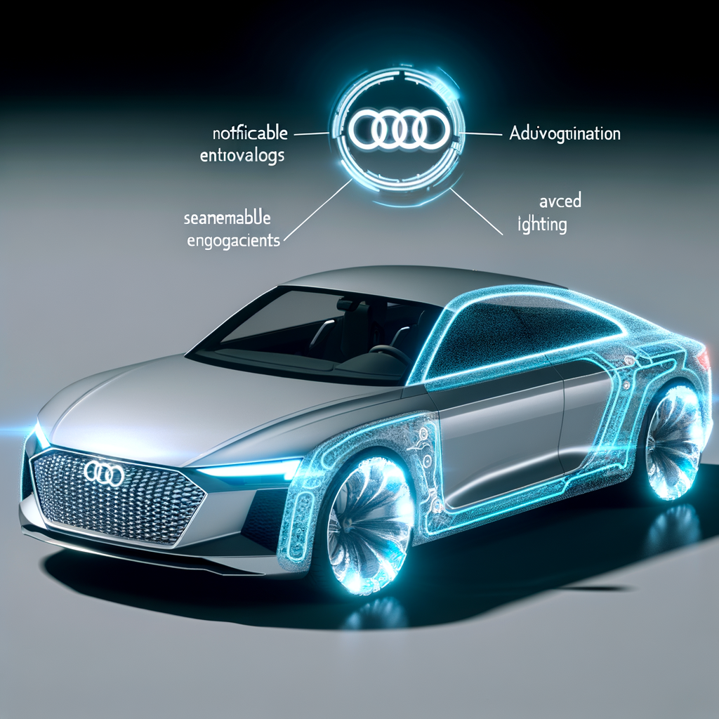 Futuristic Audi car with glowing AI interface.