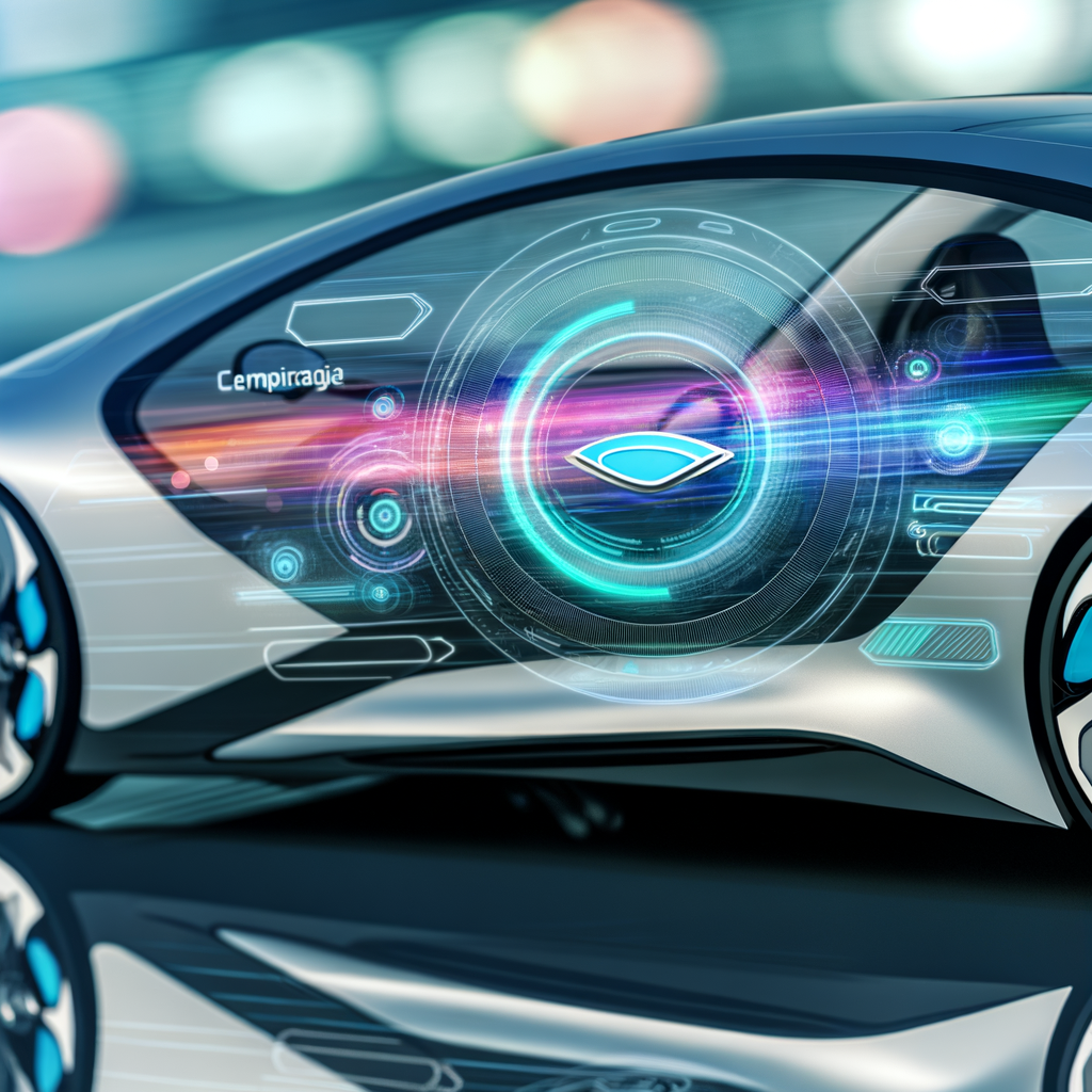 Futuristic BMW car with AI interface.