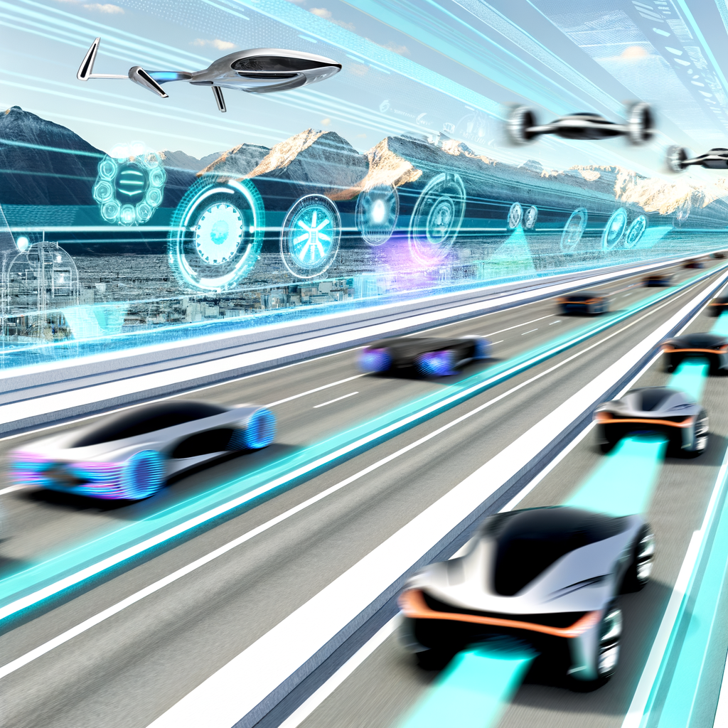 Futuristic cars showcasing innovation on dynamic road.