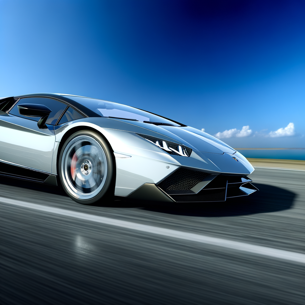 Sleek Lamborghini supercar on open road.