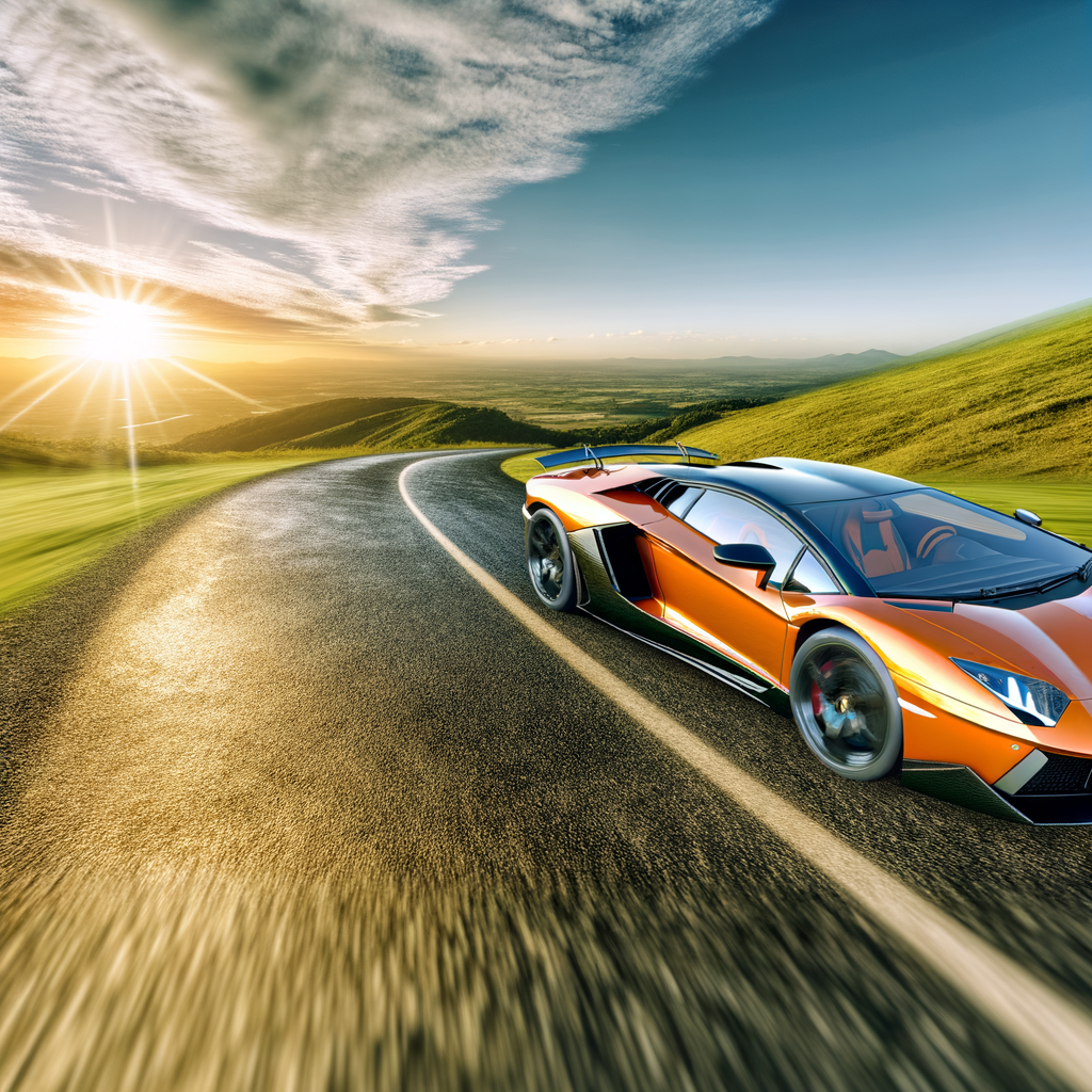 Sleek Lamborghini supercar on scenic road.