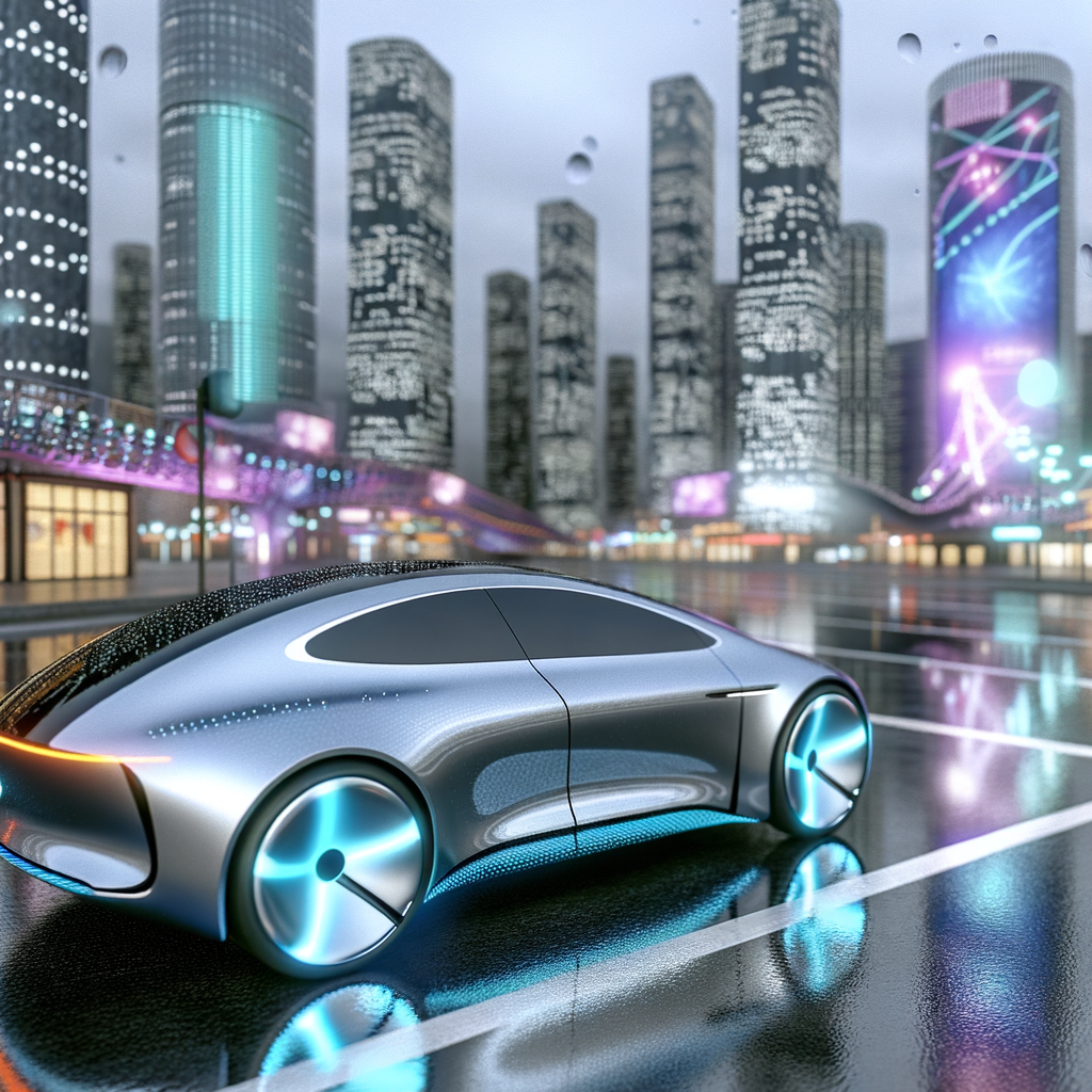 Audi AI car on futuristic city road.