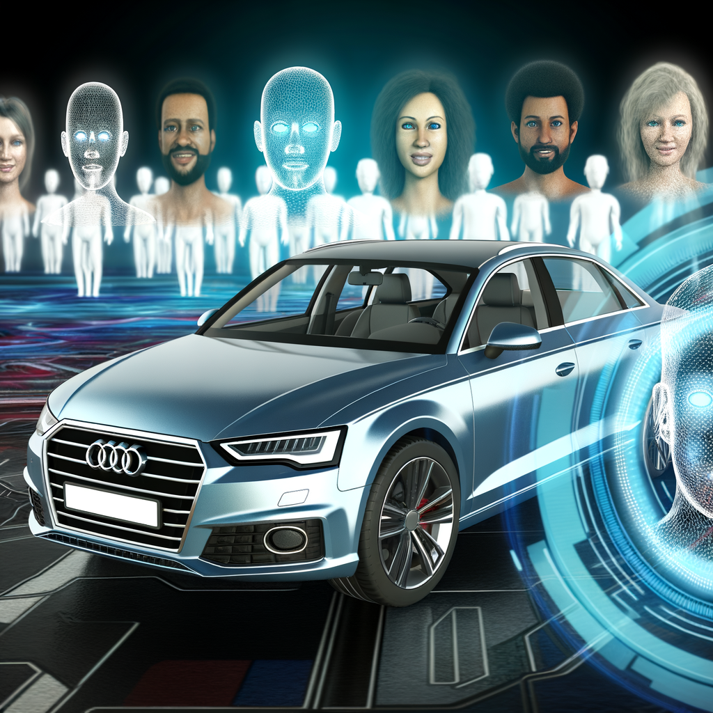 Audi car surrounded by futuristic AI elements.