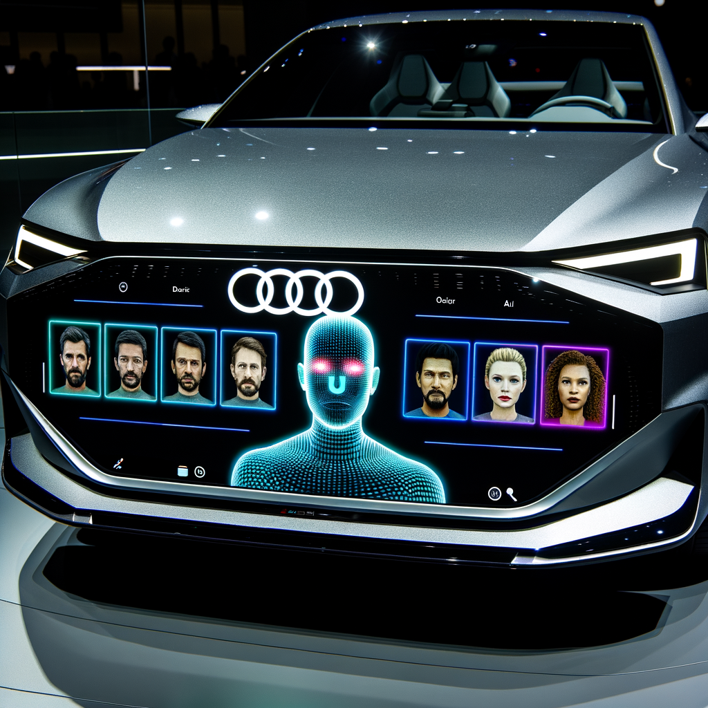 Audi car with futuristic AI interface display.