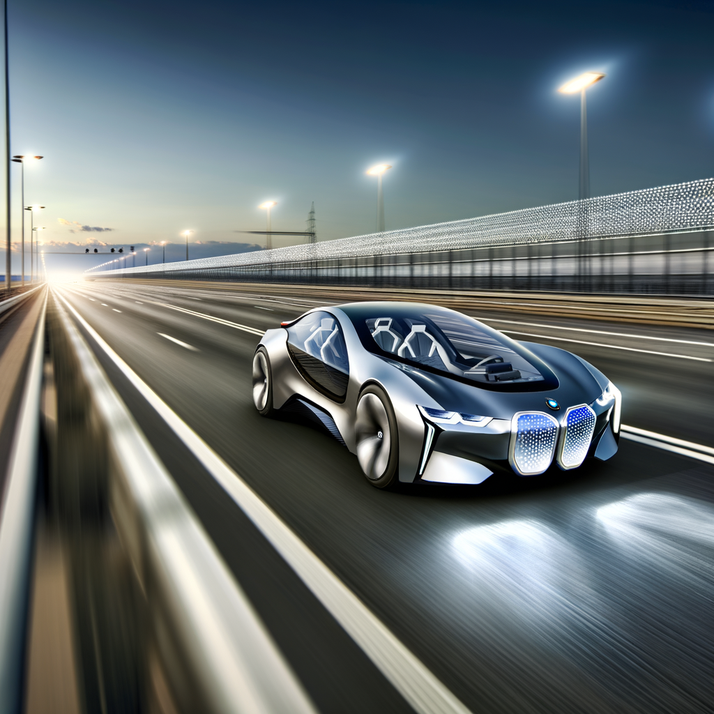 BMW's futuristic electric car in motion.