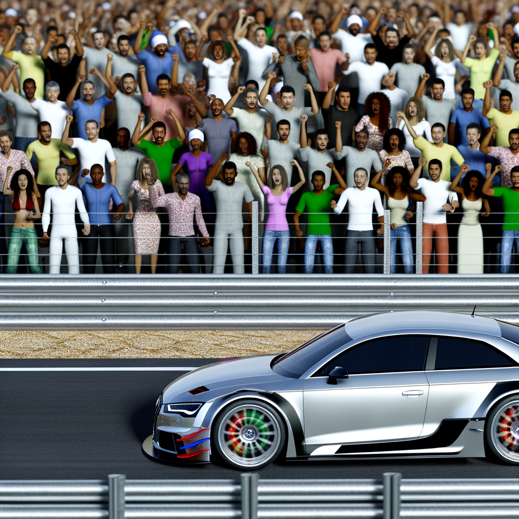 Customized Audi racing on a track.