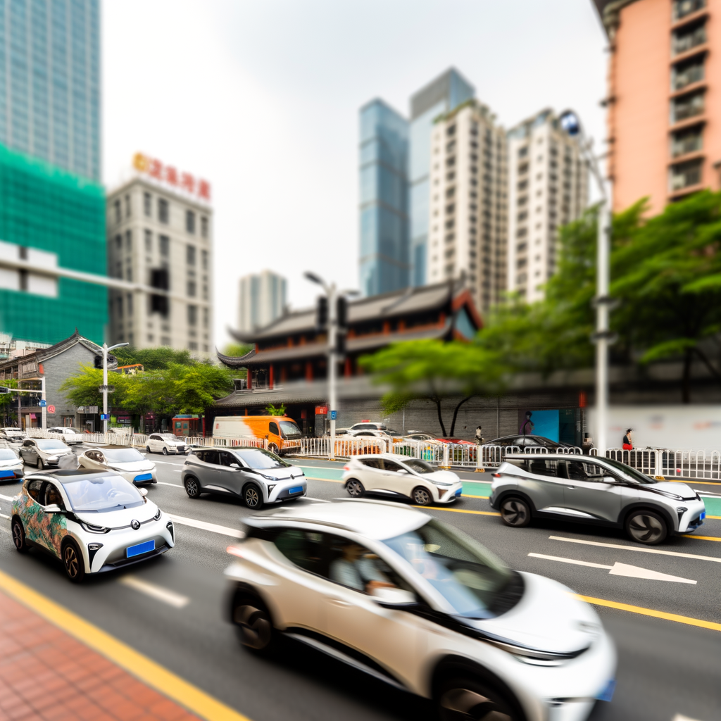 Electric cars dominate bustling Chinese streets.