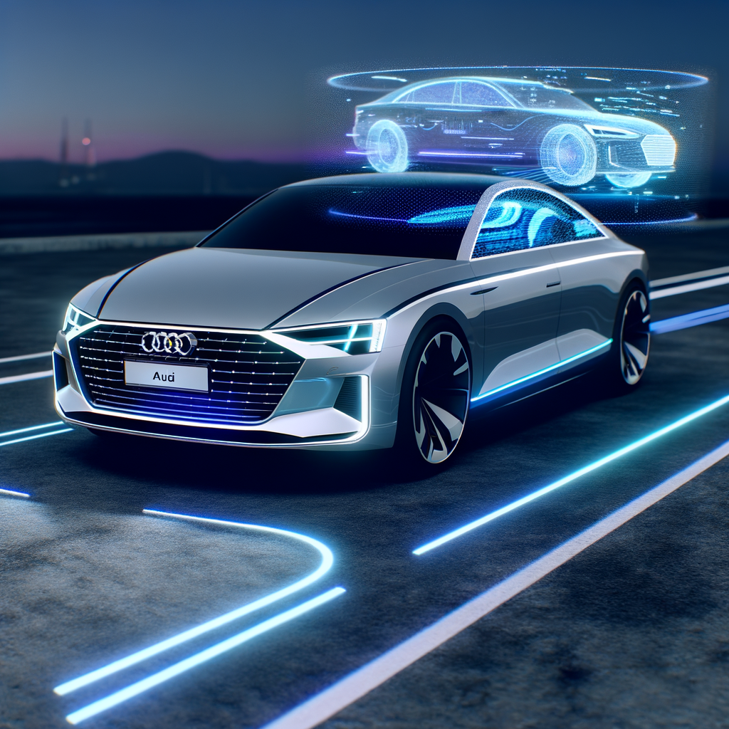 Futuristic Audi car with AI interface.