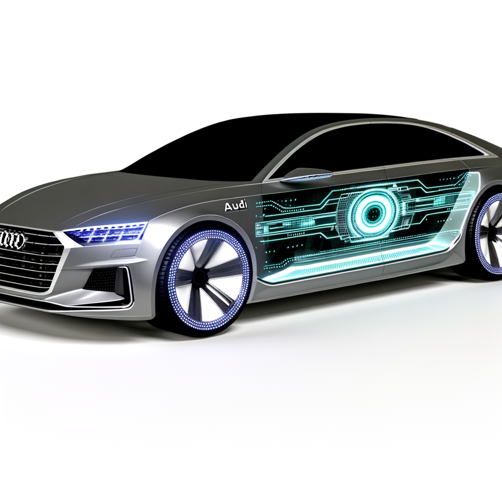 Futuristic Audi car with AI interface.