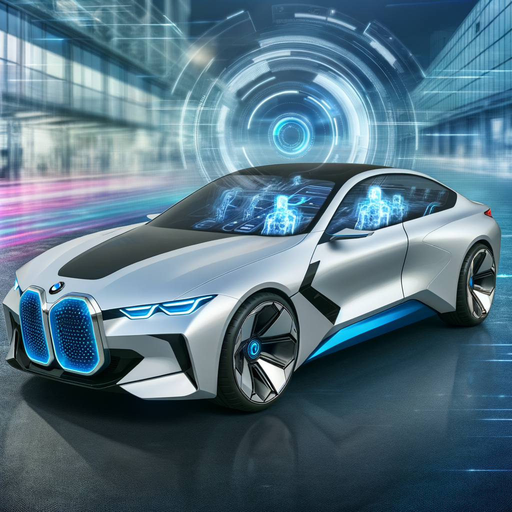 Futuristic BMW car with AI interface.