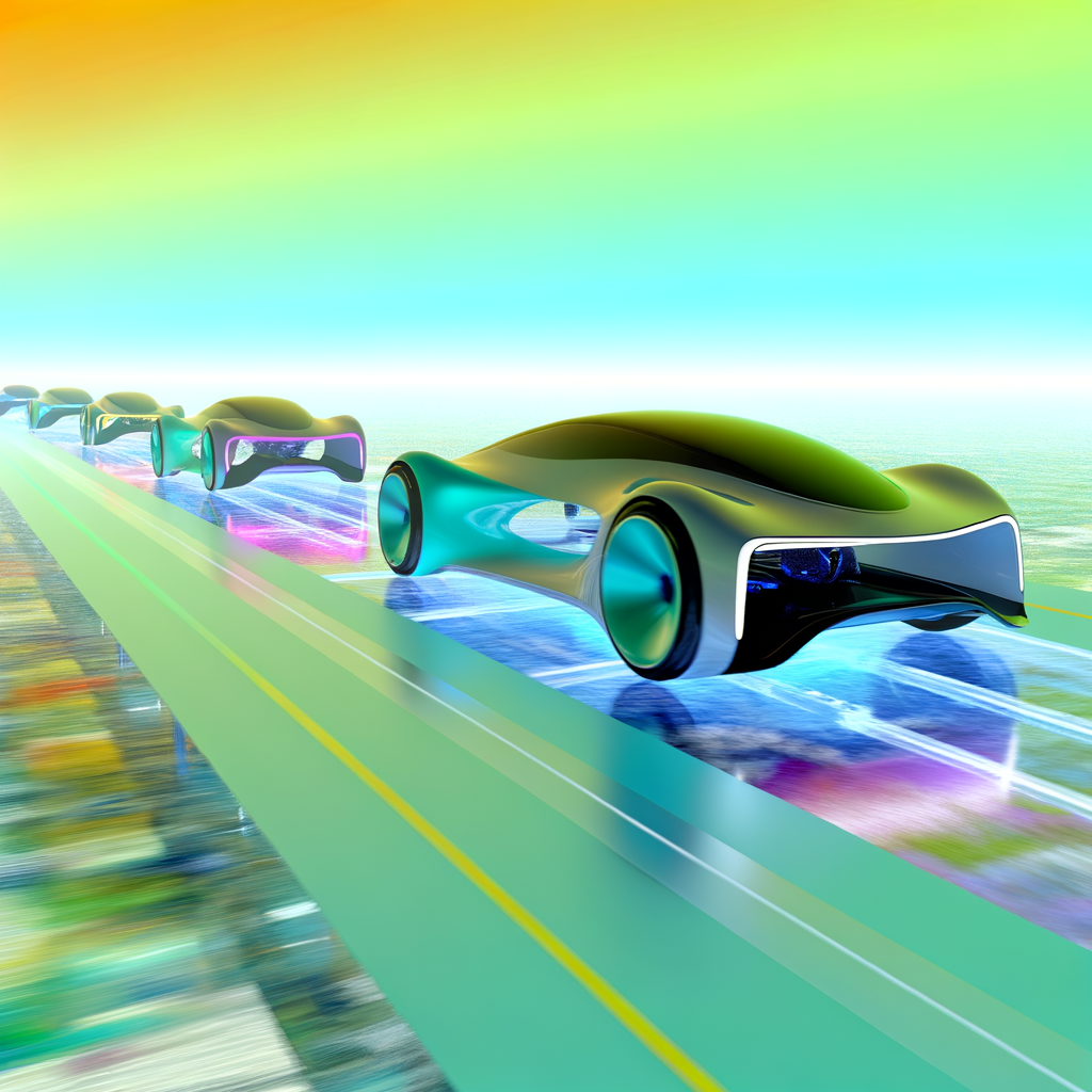 Futuristic cars driving a sustainable tomorrow.