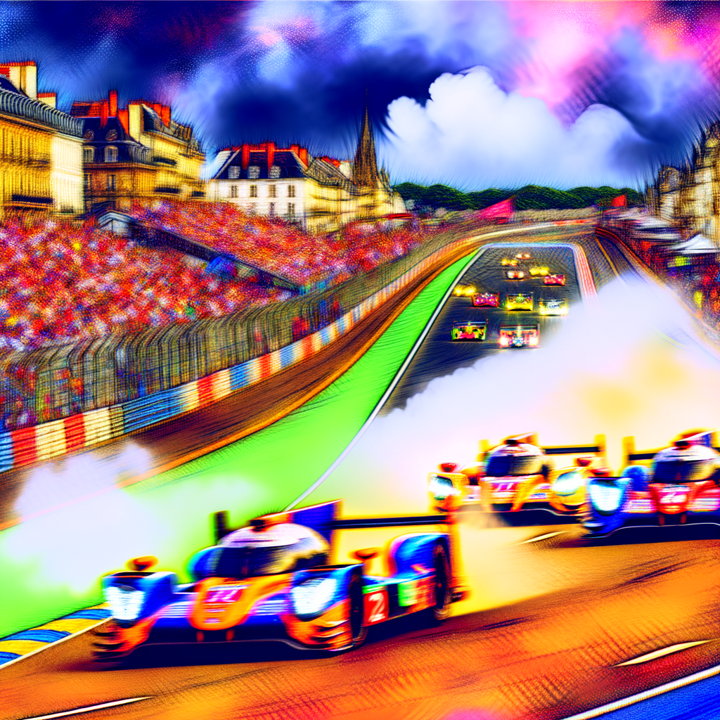 Le Mans race: roaring cars, intense action.