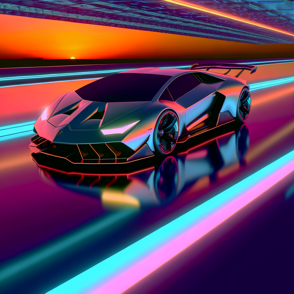 Sleek Lamborghini supercar on futuristic track.