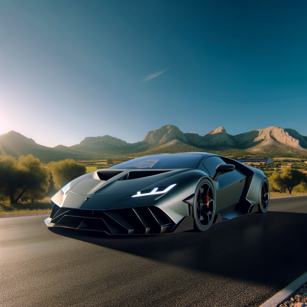 Sleek Lamborghini supercar on scenic road.