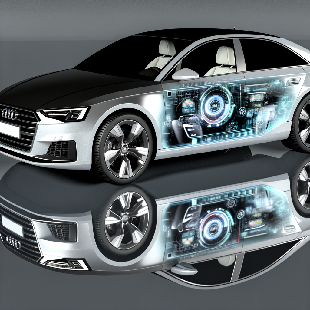 Audi car with futuristic AI interface display.