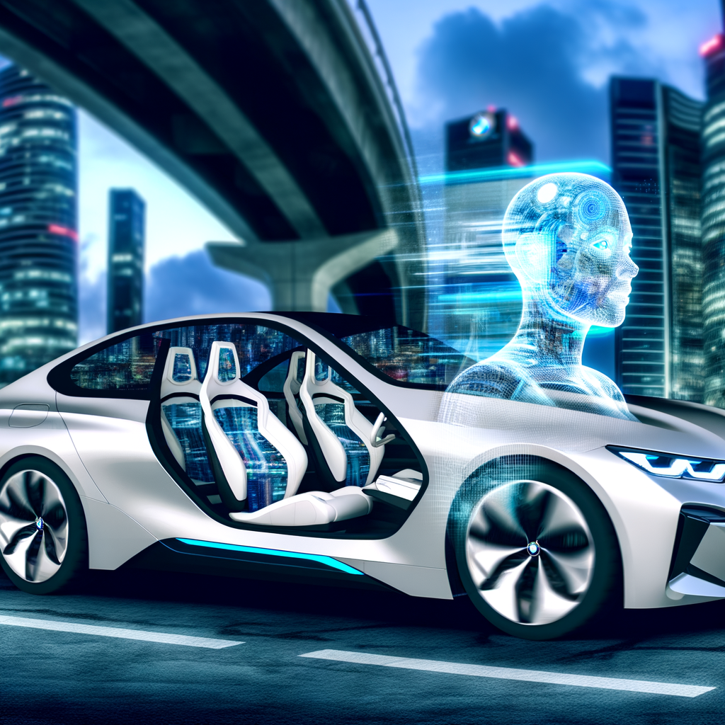 Futuristic BMW car with AI interface.