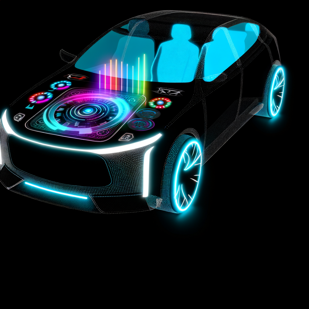 Futuristic BMW car with glowing AI interface.