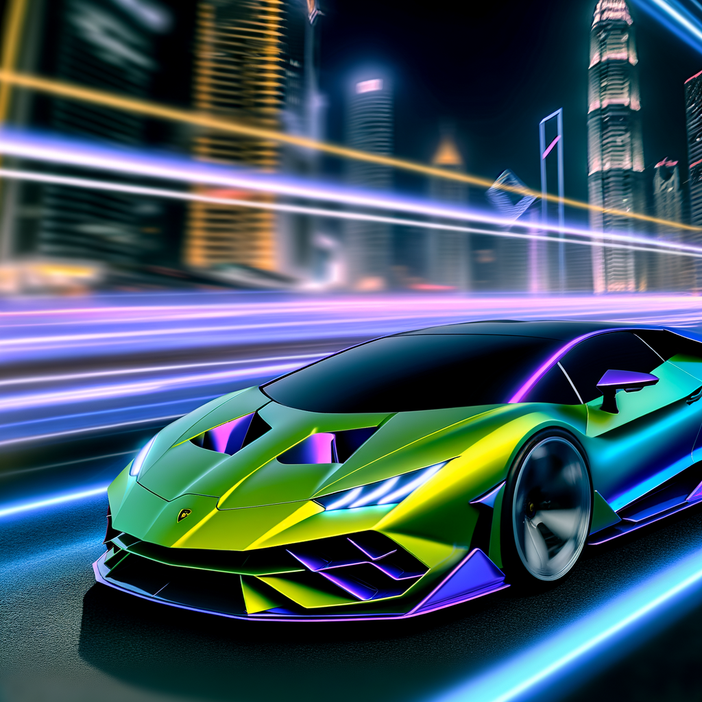 Futuristic Lamborghini supercar showcasing sleek design.