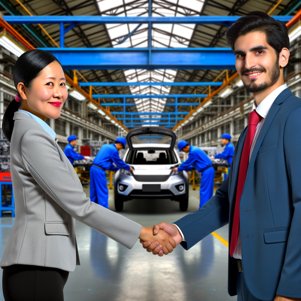 Joint venture handshake, EVs in China.