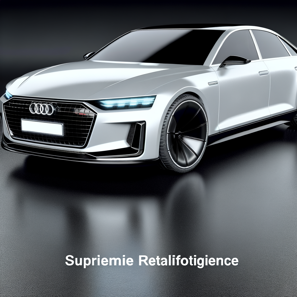 Sleek Audi car with futuristic AI features.