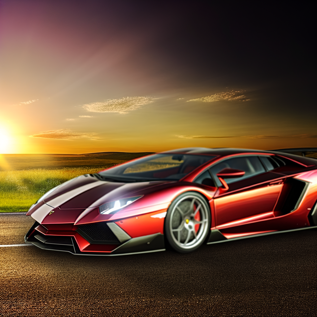 Sleek Lamborghini supercar on scenic road.