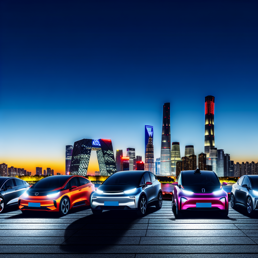 Electric cars illuminate China's futuristic skyline.