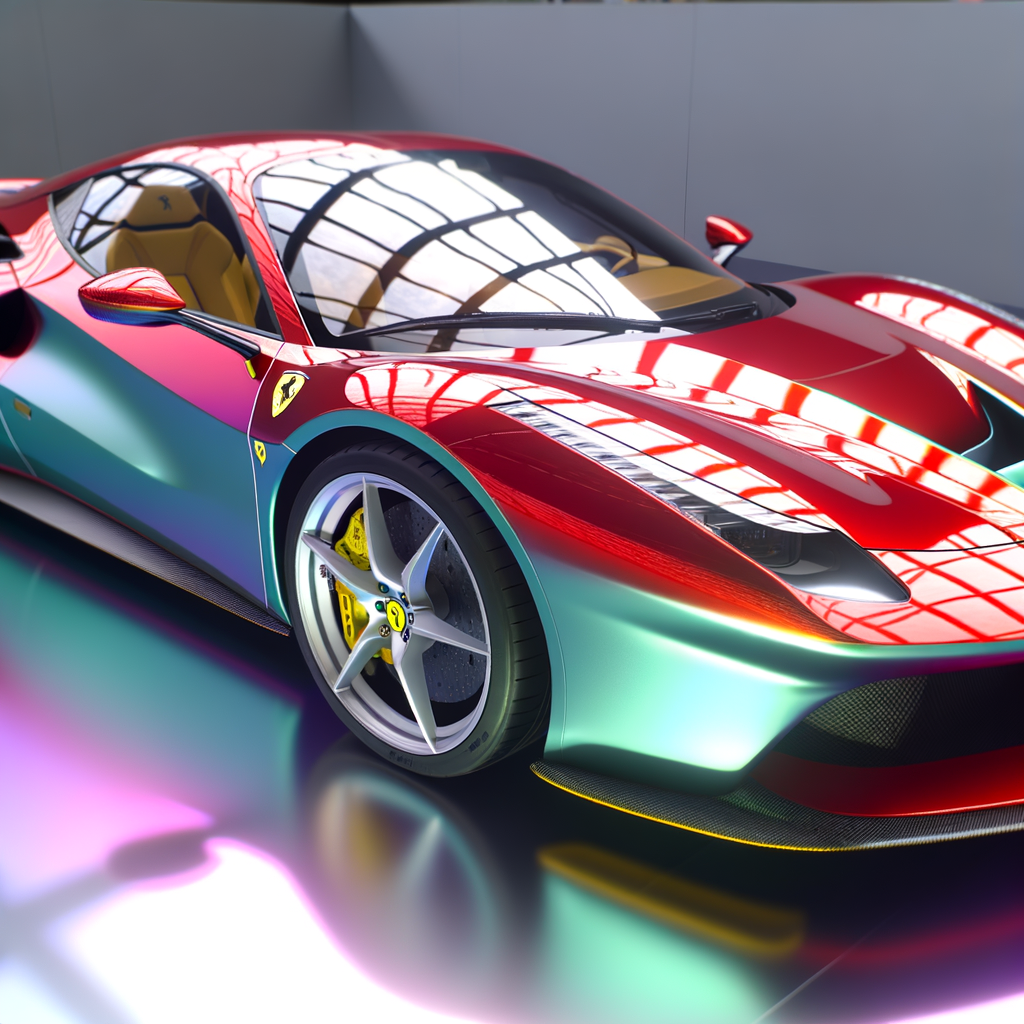 Ferrari supercar, sleek design, blazing speed.