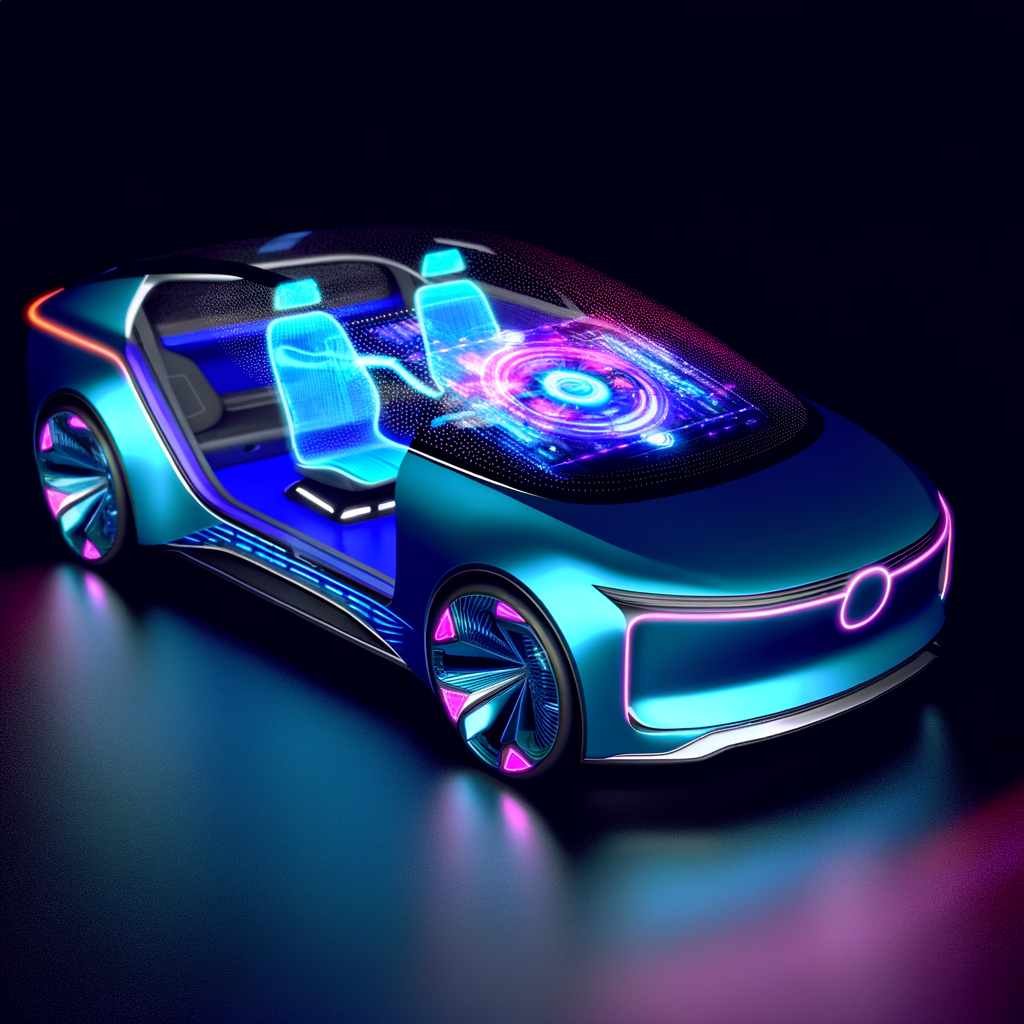 Futuristic Audi car with glowing AI interface.