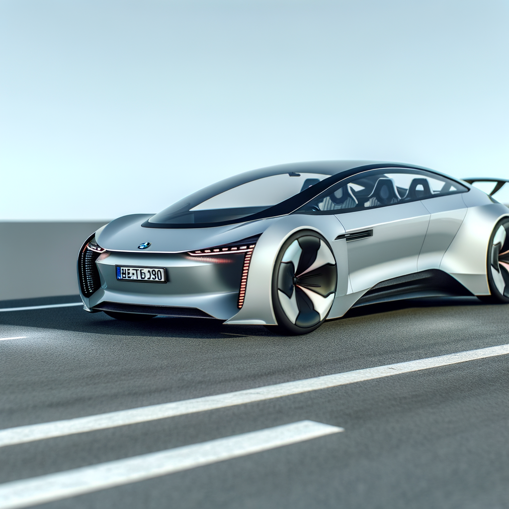 Futuristic BMW electric car in motion.