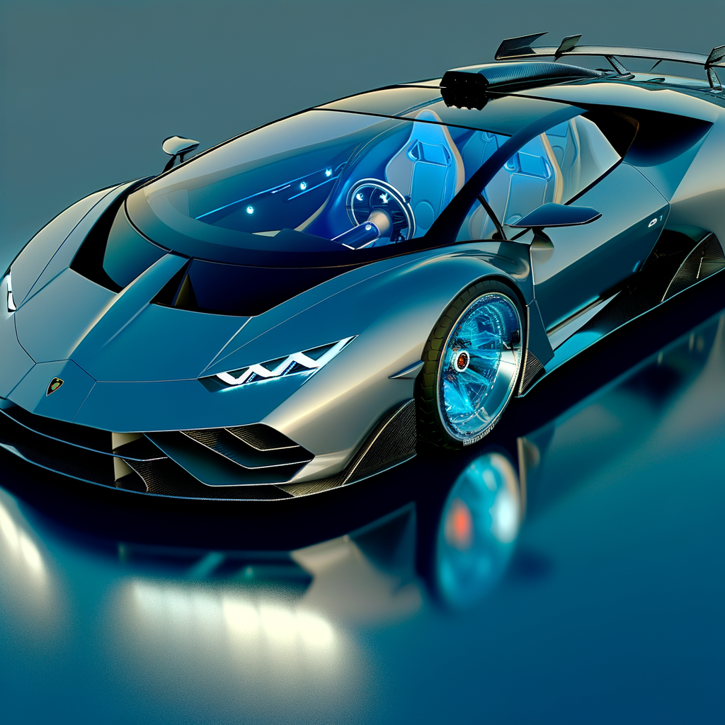 Futuristic Lamborghini supercar with hybrid technology.