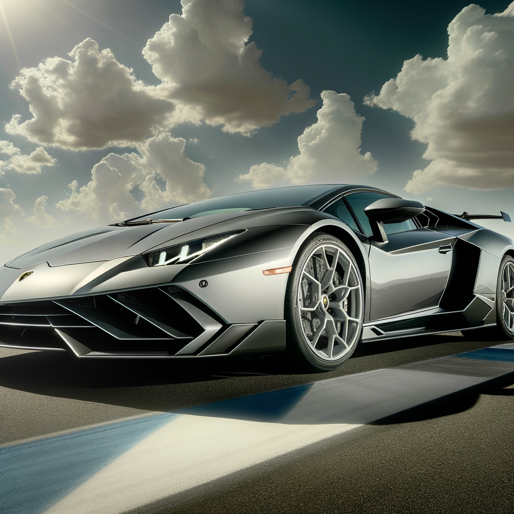 Sleek Lamborghini supercar on a racetrack.